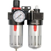 Regulátor tlaku vzduchu 1/4", max. 0,93 MPa, s filtrem (90 ml) a přimazáváním (60 ml) - YT-2385